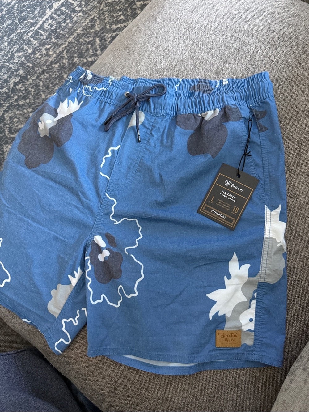 Brixton Blue Floral Swim Trunks with Drawstring - Picture 3 of 8